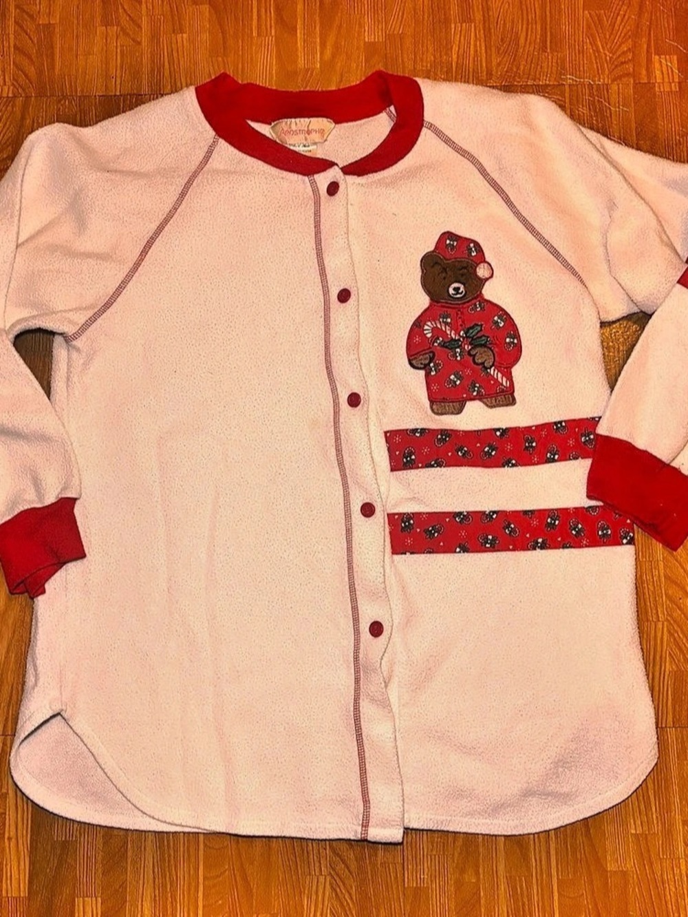 Apostrophe Womens Size Medium Pink Bear Cardigan Christmas Holidays